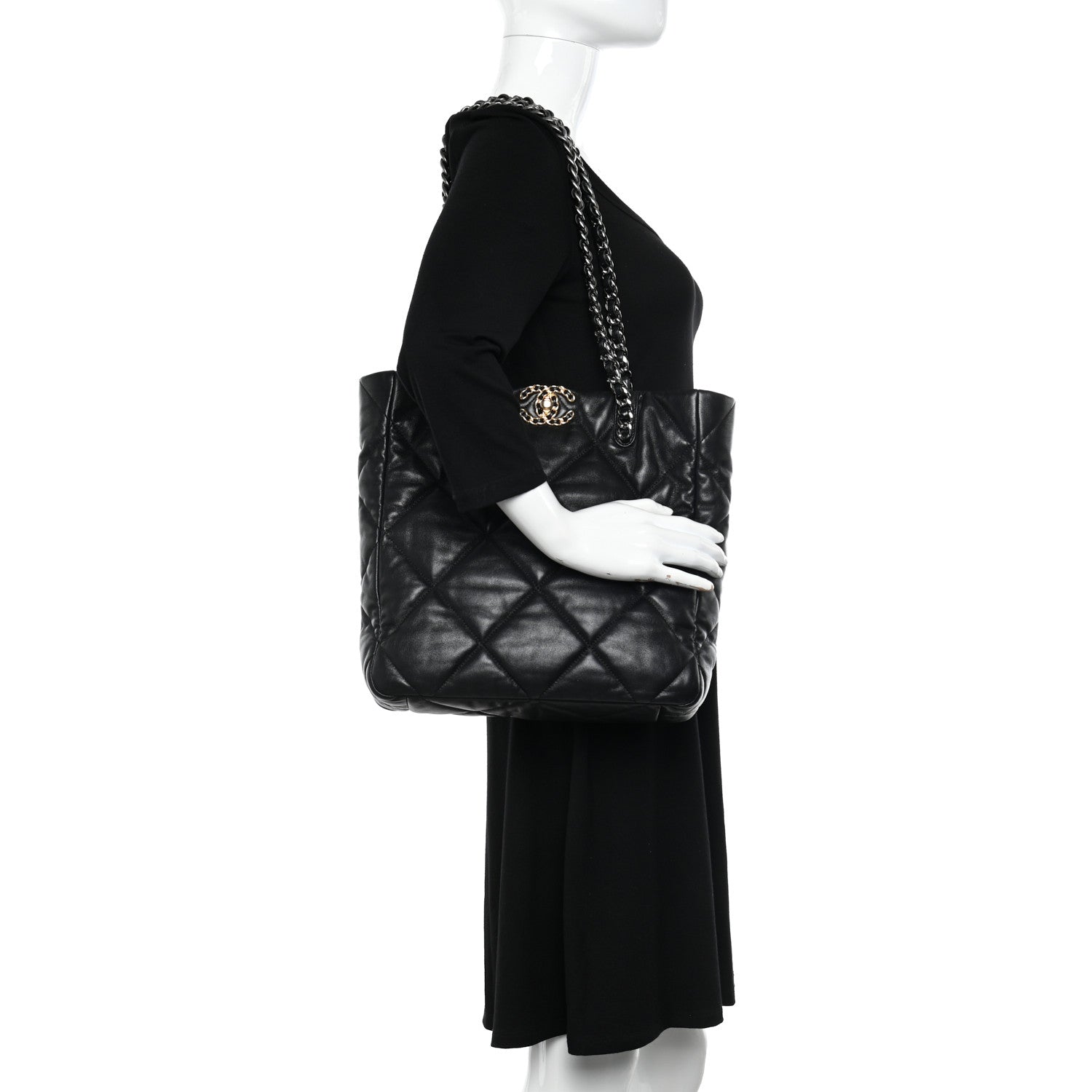 Chanel Lambskin Quilted Chanel 19 Shopping Bag Black 2 of 10
