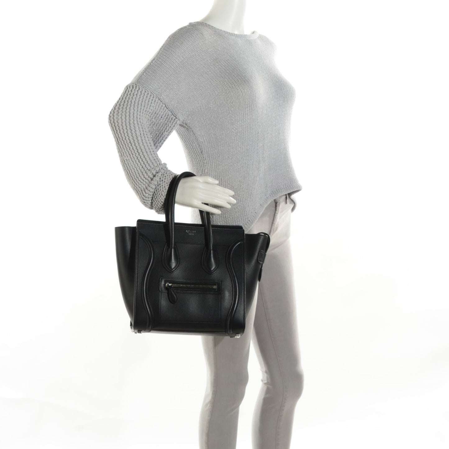 Drummed Calfskin Micro Luggage Black