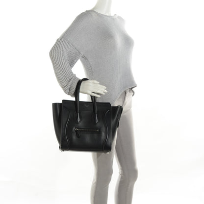 Celine Drummed Calfskin Micro Luggage Black 2 of 7