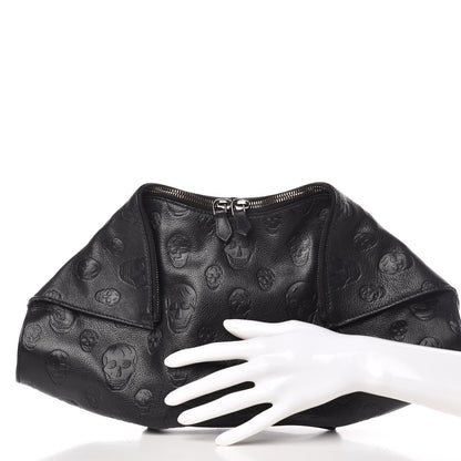Alexander McQueen Calfskin Skull Embossed De Manta Clutch Black 2 of 11