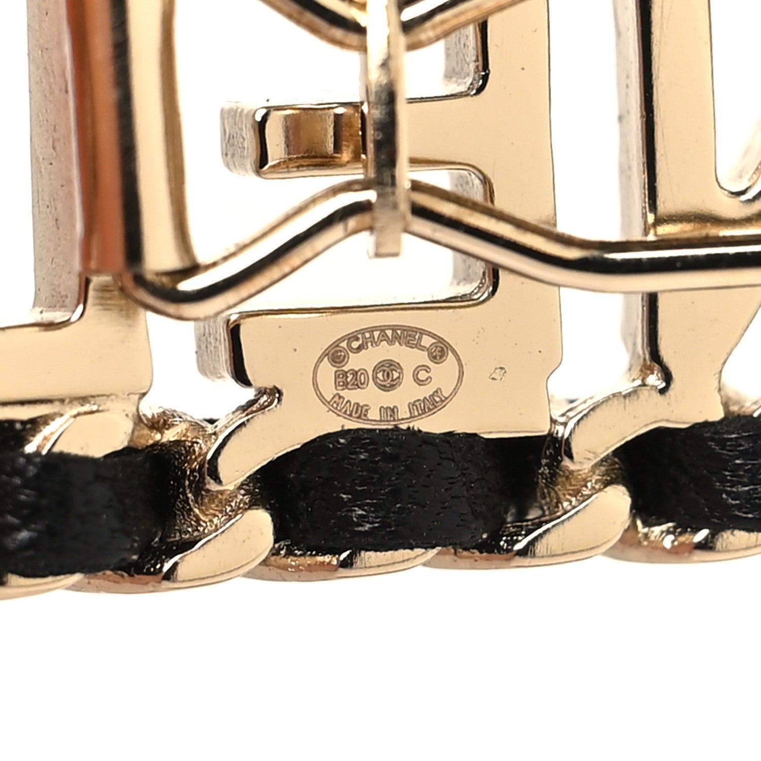 Chanel Metal Lambskin Vintage Allure Logo Hair Clip Black Gold 3 of 4