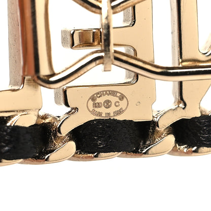 Chanel Metal Lambskin Vintage Allure Logo Hair Clip Black Gold 3 of 4