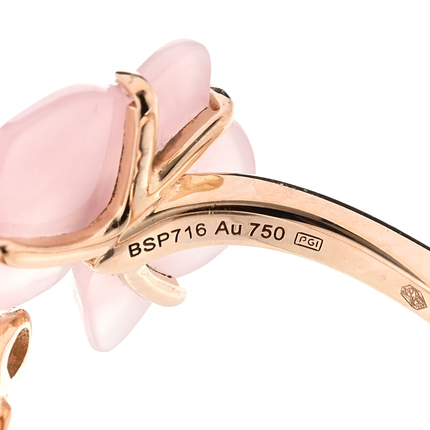 18K Pink Gold Diamond Pink Chalcedony Caresse D'Orchidees Par Cartier Ring 50 5.25