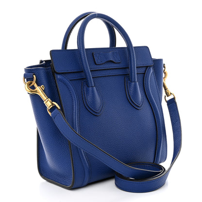 Celine Drummed Calfskin Nano Luggage Indigo 3 of 10