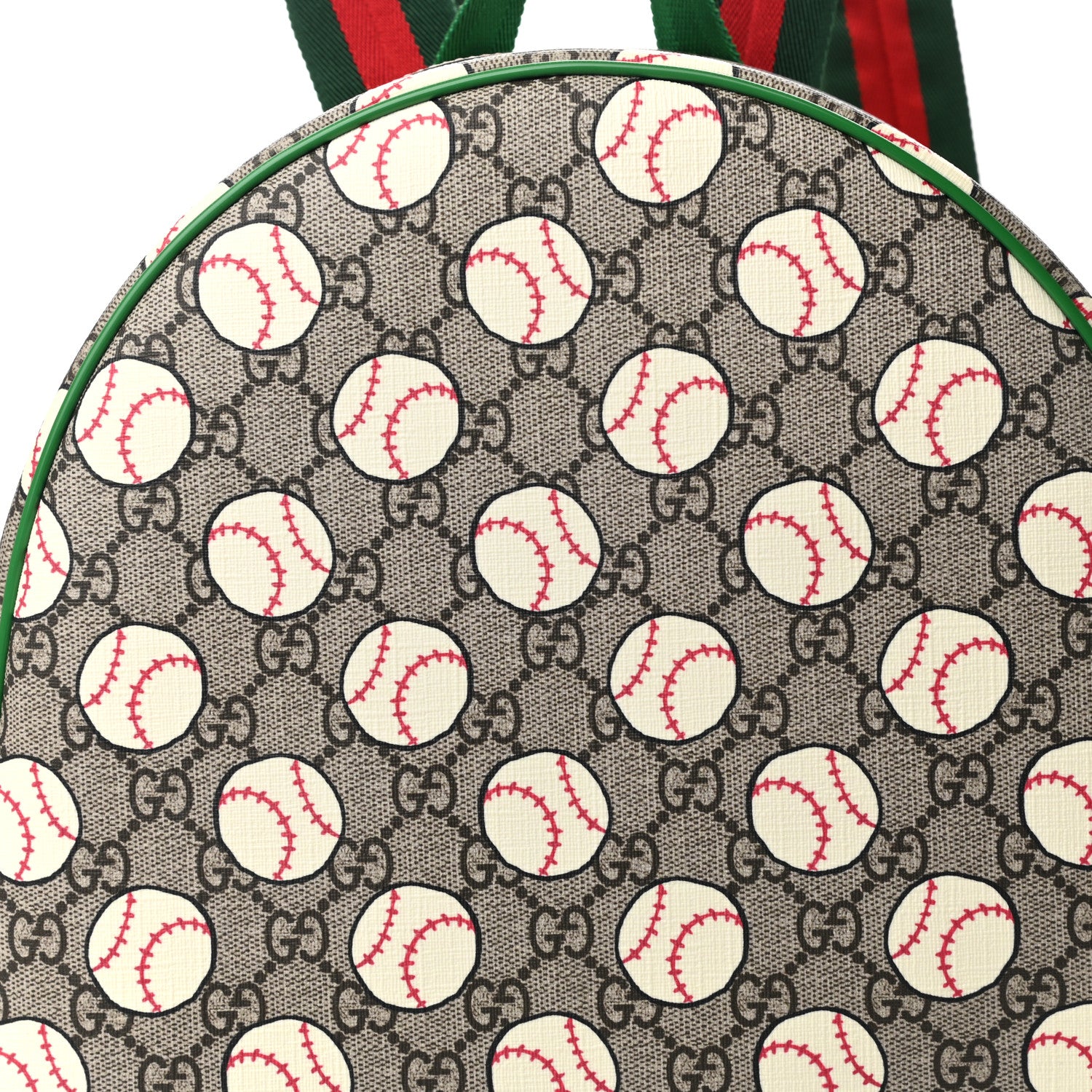 Gucci GG Supreme Monogram Baseballs Web Childrens Backpack Green 7 of 9