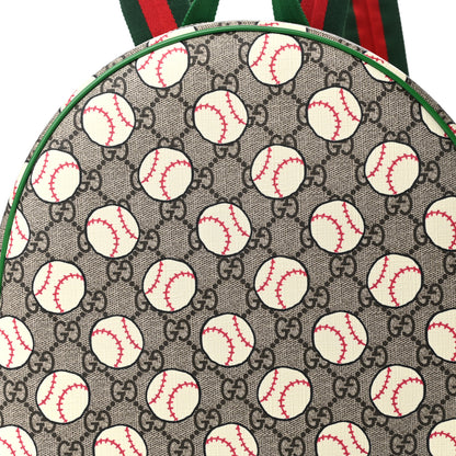 Gucci GG Supreme Monogram Baseballs Web Childrens Backpack Green 7 of 9