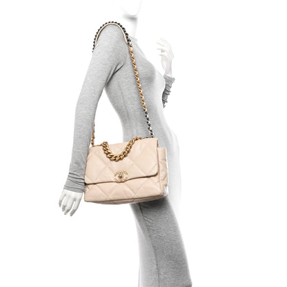Chanel Lambskin Quilted Large Chanel 19 Flap Light Beige 2 of 13