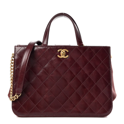 Chanel Glazed Iridescent Calfskin Quilted Tote Burgundy 1 of 11