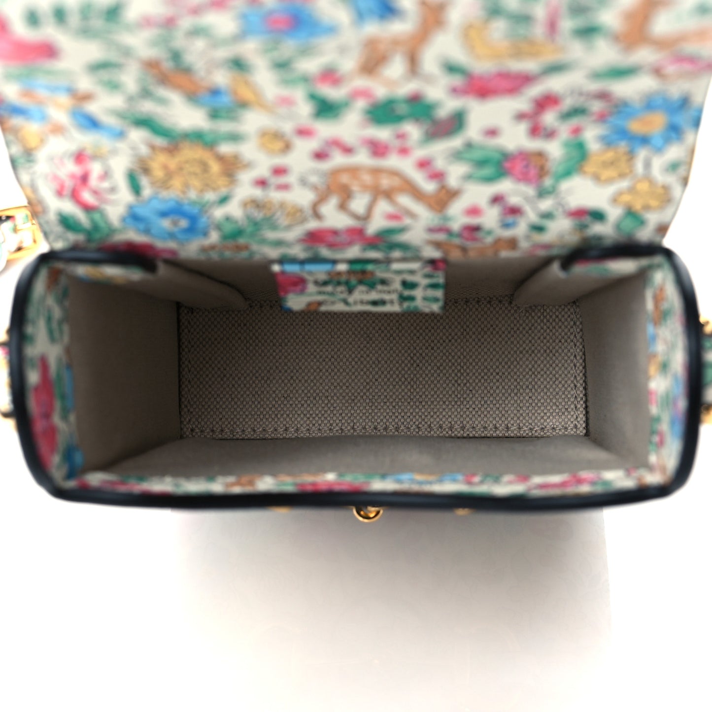 X LIBERTY OF LONDON Textured Calfskin Floral Fawn Print Mini Horsebit 1955 Crossbody Bag Multicolor Ivory