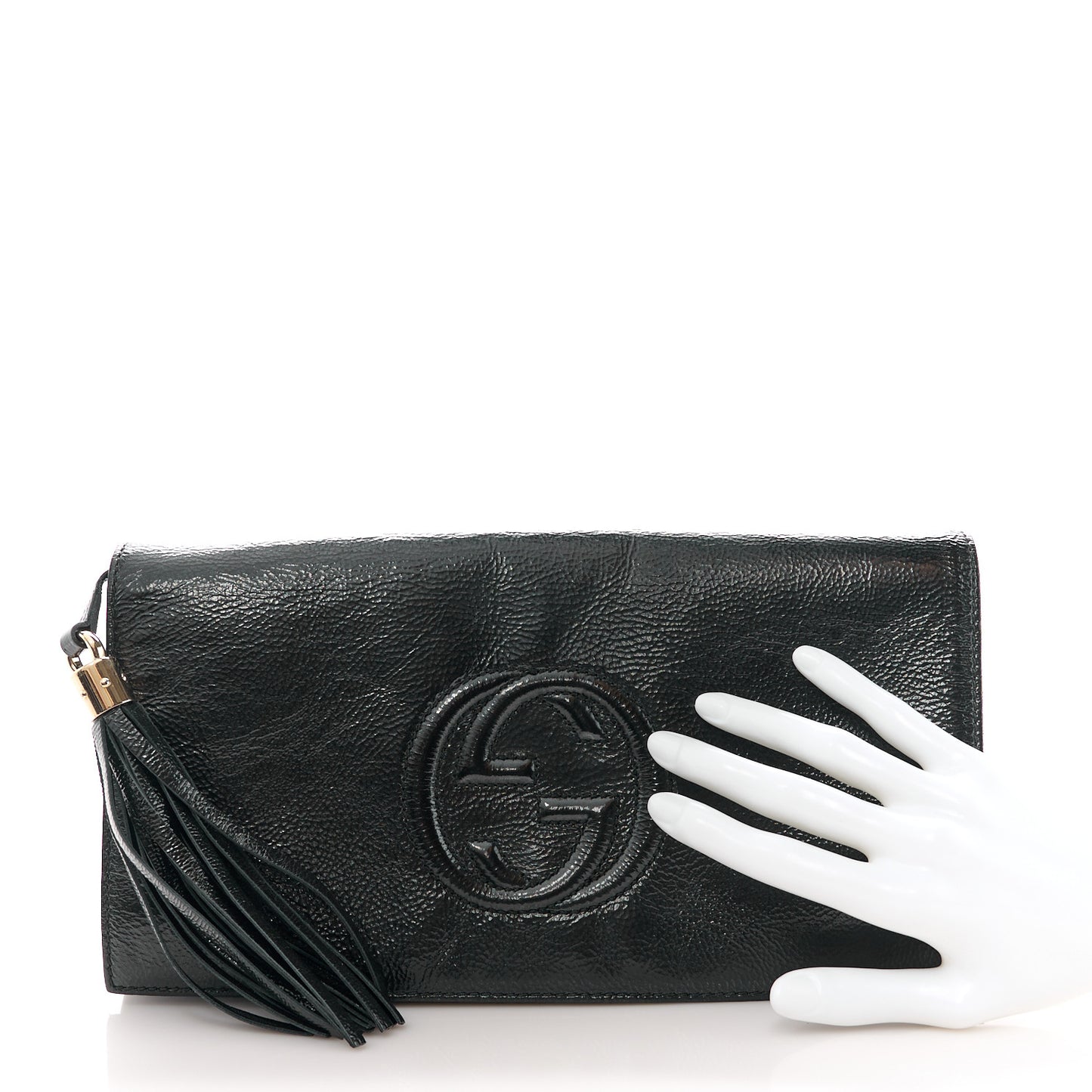 Soft Patent Medium Soho Clutch Black