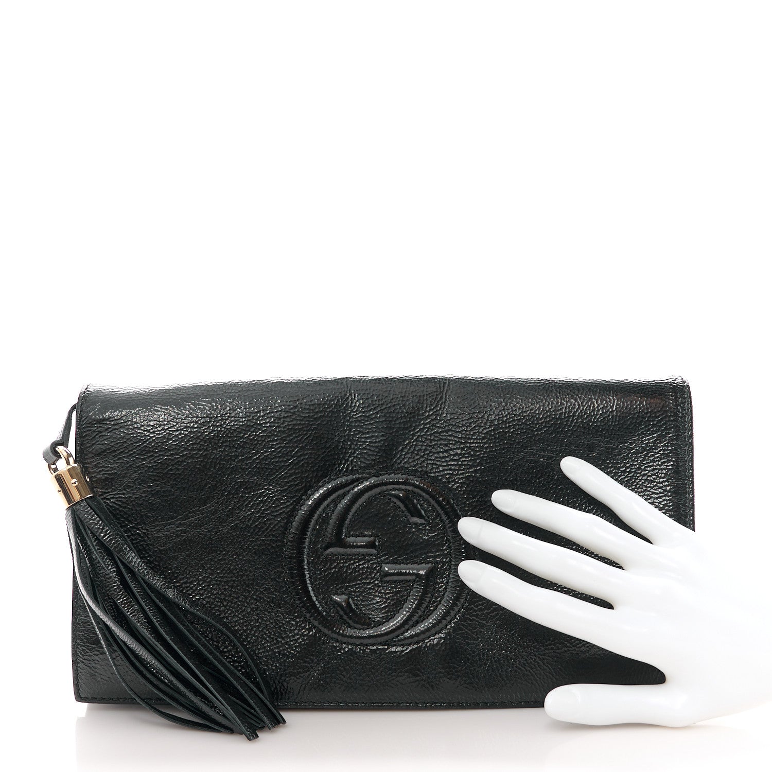 Gucci Soft Patent Medium Soho Clutch Black 2 of 13