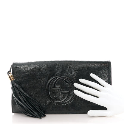 Gucci Soft Patent Medium Soho Clutch Black 2 of 13