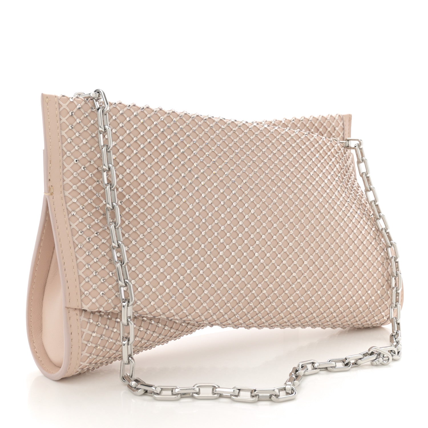 Christian Louboutin Nappa Resille Strass Loubitwist Clutch Leche Light Silk 2 of 9