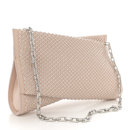 Christian Louboutin Nappa Resille Strass Loubitwist Clutch Leche Light Silk 2 of 9