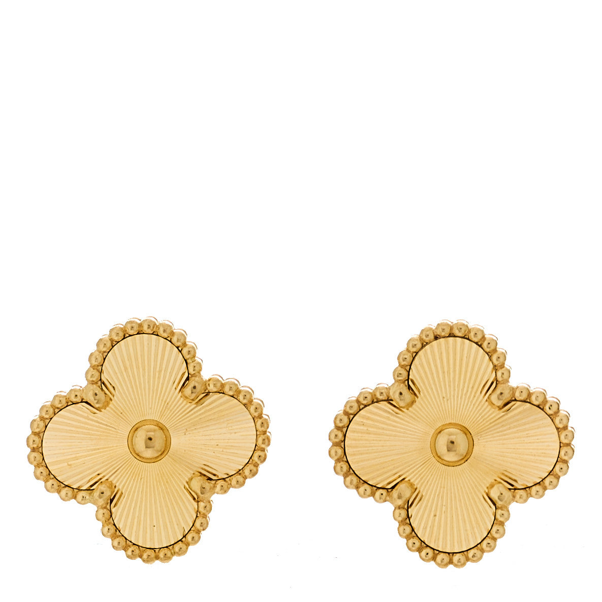 18K Yellow Gold Guilloche Vintage Alhambra Earrings