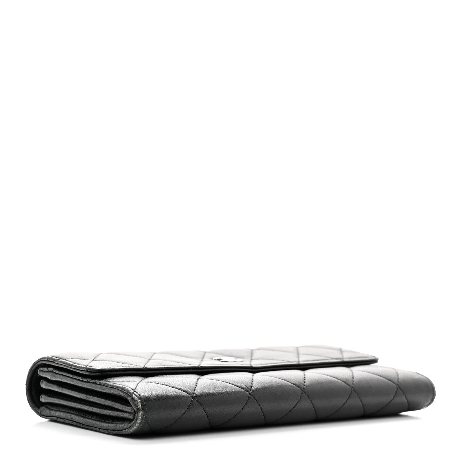 Chanel Lambskin Quilted Large Gusset Flap Wallet Black 4 of 11