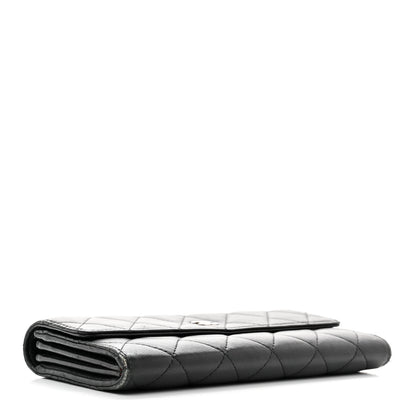 Chanel Lambskin Quilted Large Gusset Flap Wallet Black 4 of 11