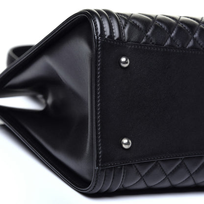 Chanel Calfskin Quilted Boy Shopping Tote Black 6 of 10