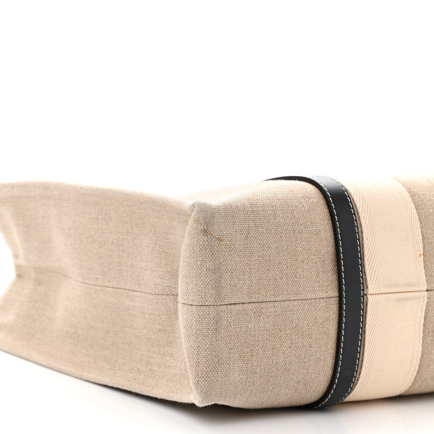 Linen Calfskin Large Woody Ribbon Tote White Blue