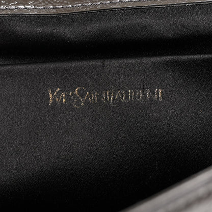 Saint Laurent Textured Patent Calfskin Monogram Large Belle De Jour Clutch Green 6 of 8