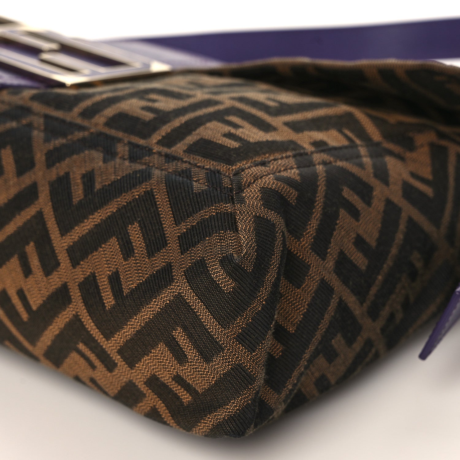 Fendi Zucca Vitello Elite Messenger Baguette Tobacco Viola 8 of 8