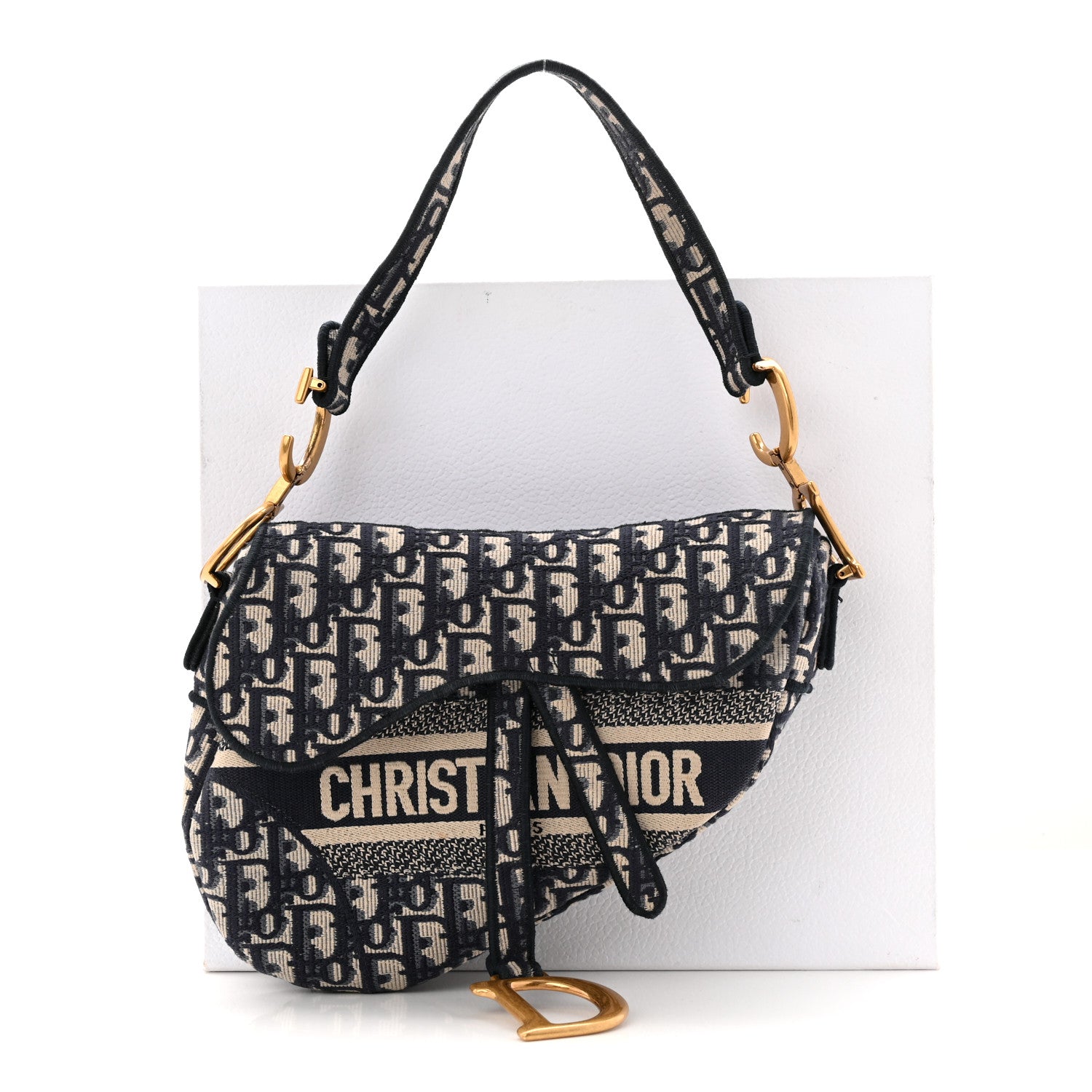 Christian Dior Oblique Embroidered Saddle Bag Blue 11 of 11