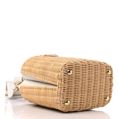 Prada Wicker Canvas Panier Bucket Bag Naturale White 4 of 9
