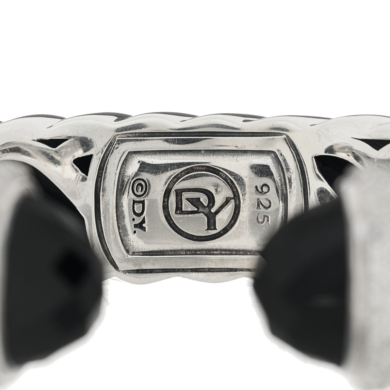 David Yurman Sterling Silver Diamond Black Onyx 18mm Waverly Bracelet 3 of 4