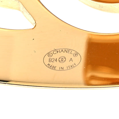 Chanel Metal Resin CC Cuff Cutout M Gold White 4 of 6