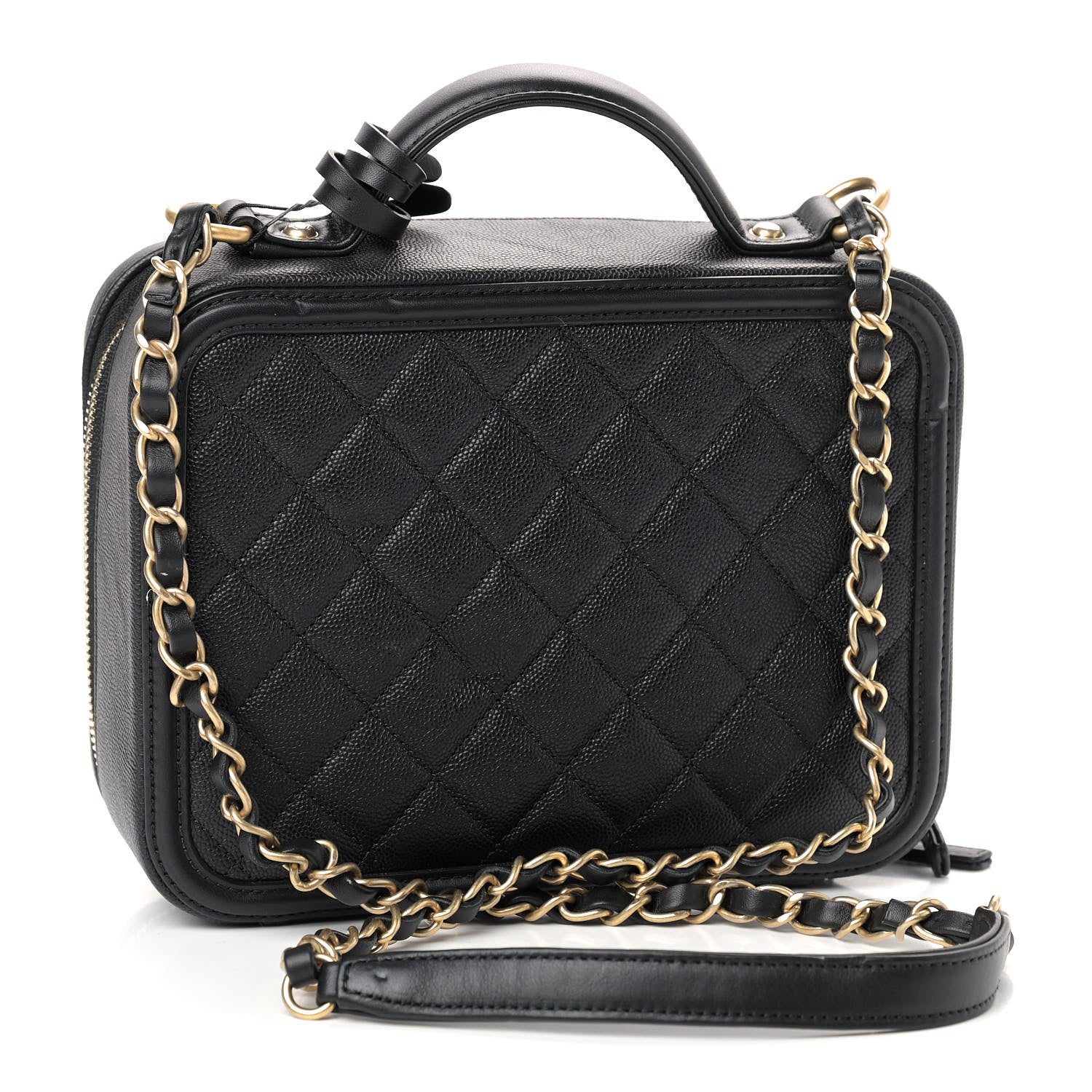 Chanel Caviar Quilted Medium CC Filigree Vanity Case Black 3 of 9