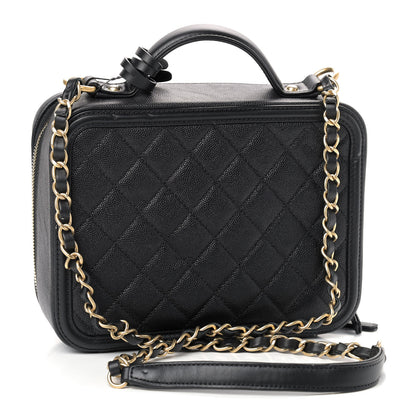 Chanel Caviar Quilted Medium CC Filigree Vanity Case Black 3 of 9