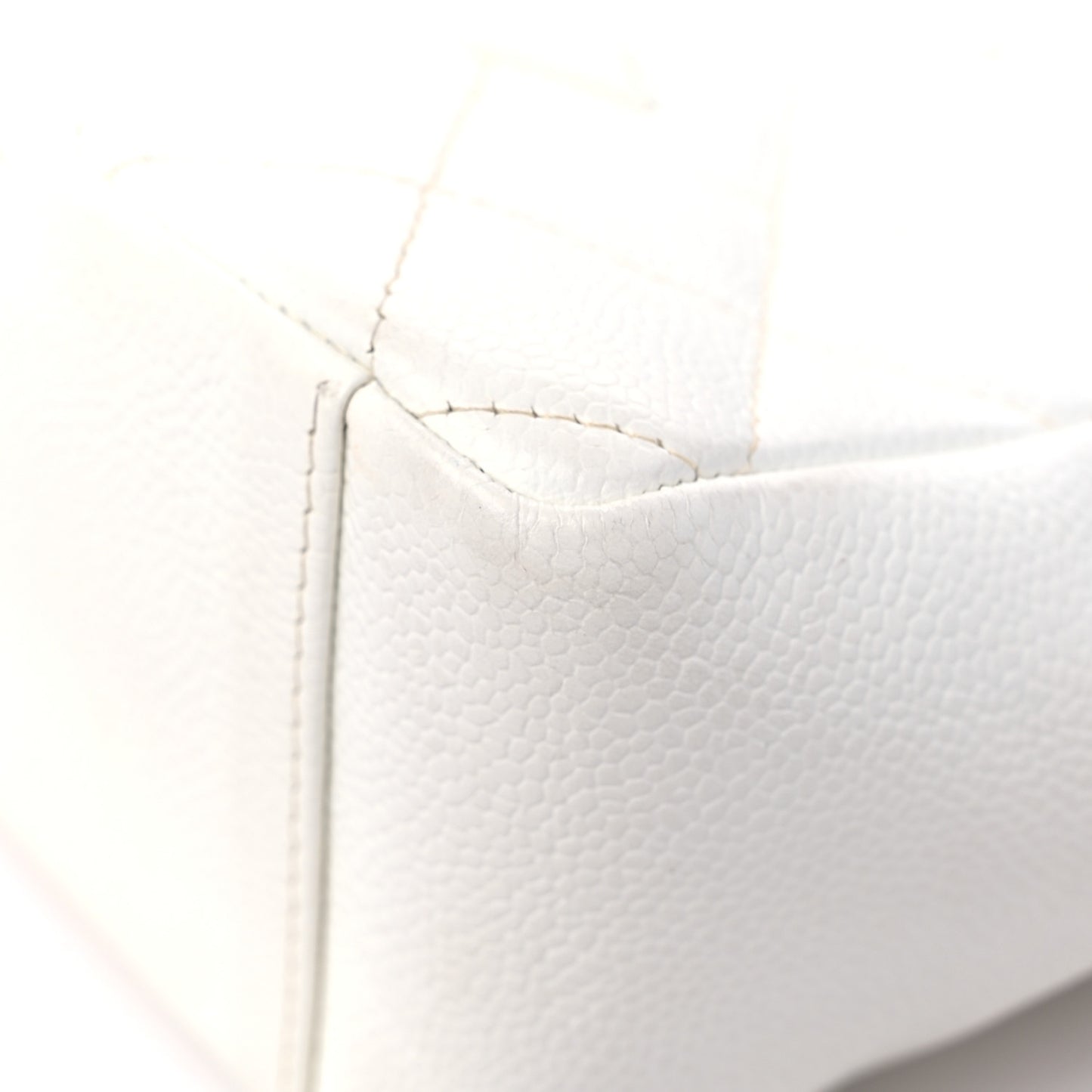 Caviar Quilted Petit Shopping Tote PST White