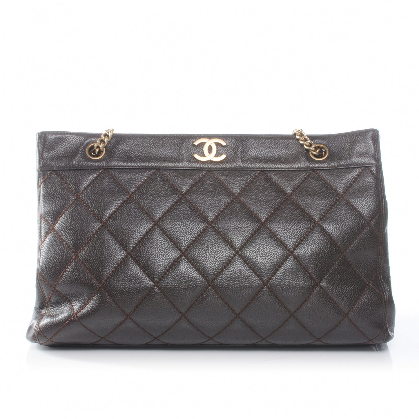 Caviar Quilted Shoulder Bag Brown