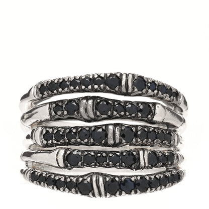 John Hardy Sterling Silver Black Sapphire Bamboo Multi Row Ring 54 7 1 of 4