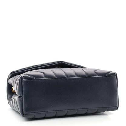 Saint Laurent Calfskin Y Quilted Monogram Small Loulou Chain Satchel Marine 3 of 8