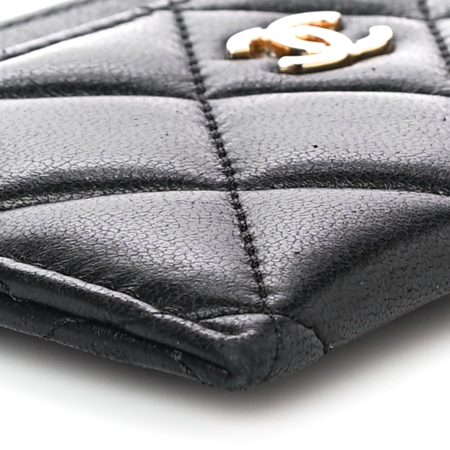 Lambskin Quilted Card Holder Black
