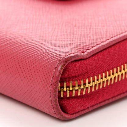 Prada Saffiano Fiocco Bow Zip Around Wallet Peonia 9 of 13