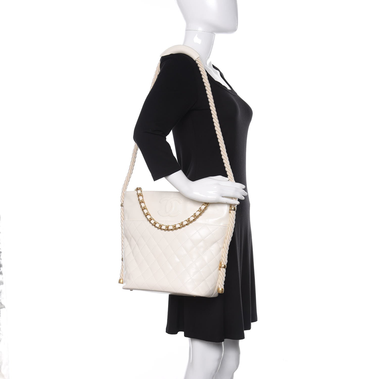 Chanel Crumpled Calfskin En Vogue Rope Hobo Bag White 2 of 10