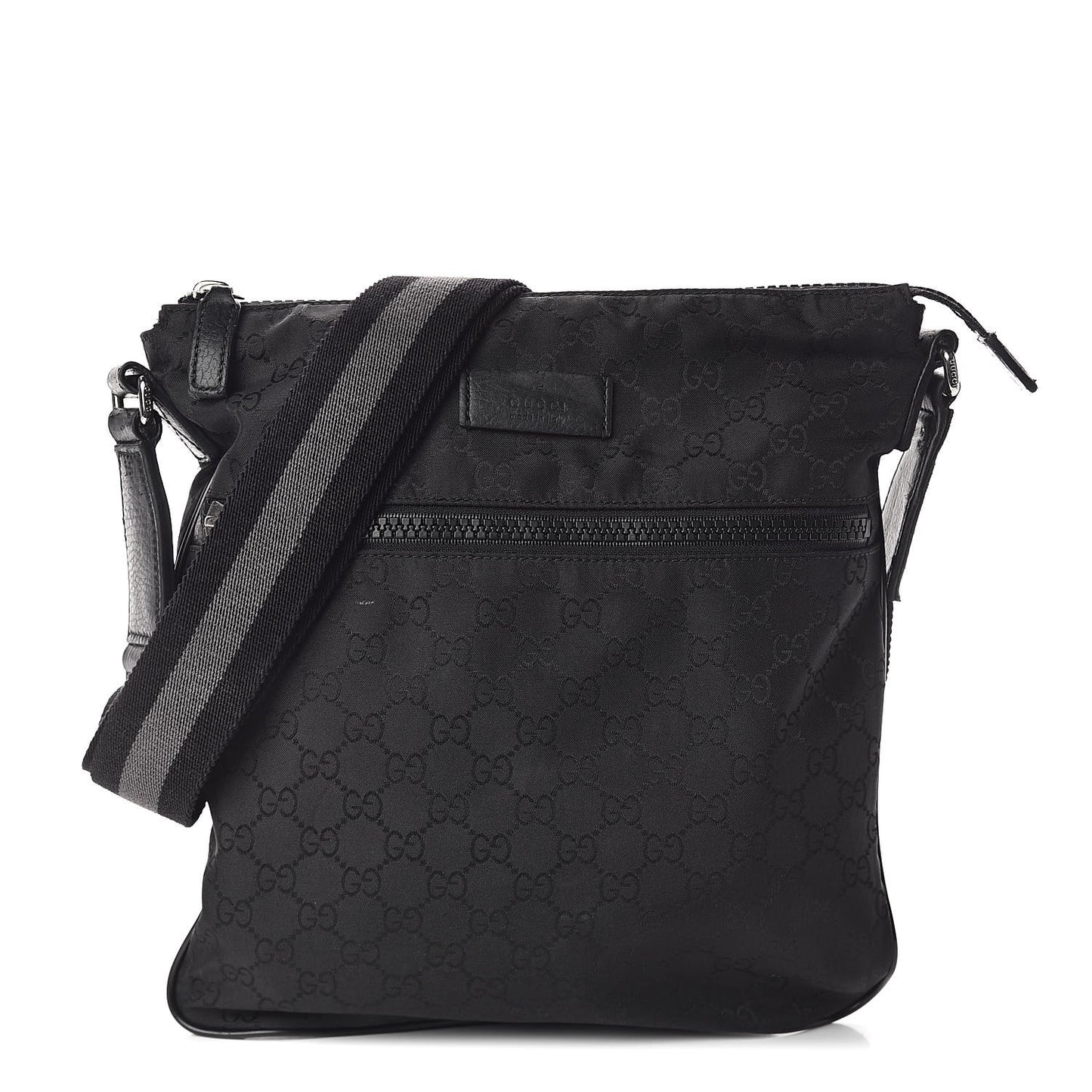 Nylon Monogram Small Flat Messenger Bag Black