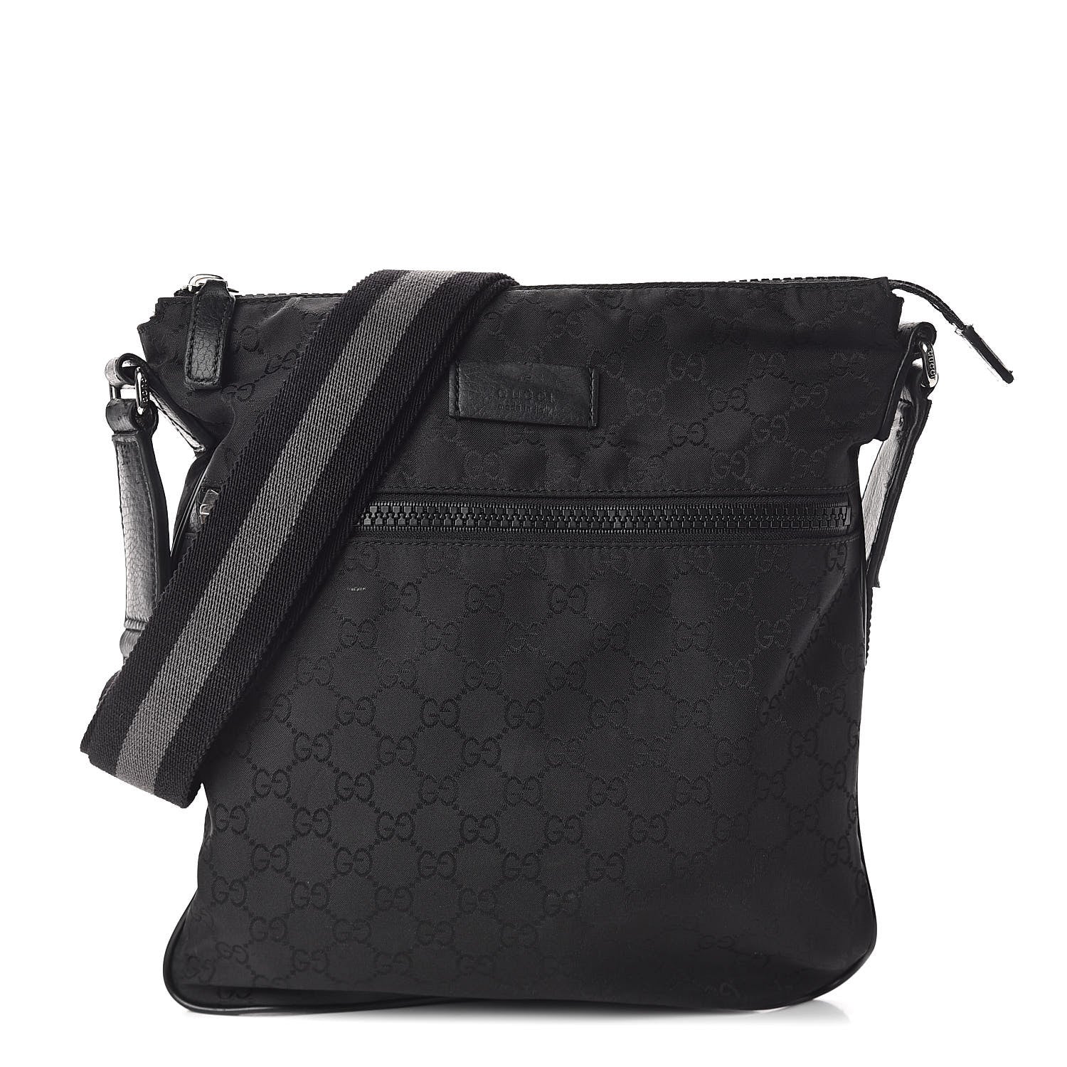 Gucci Nylon Monogram Small Flat Messenger Bag Black 1 of 9