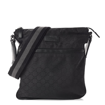 Gucci Nylon Monogram Small Flat Messenger Bag Black 1 of 9