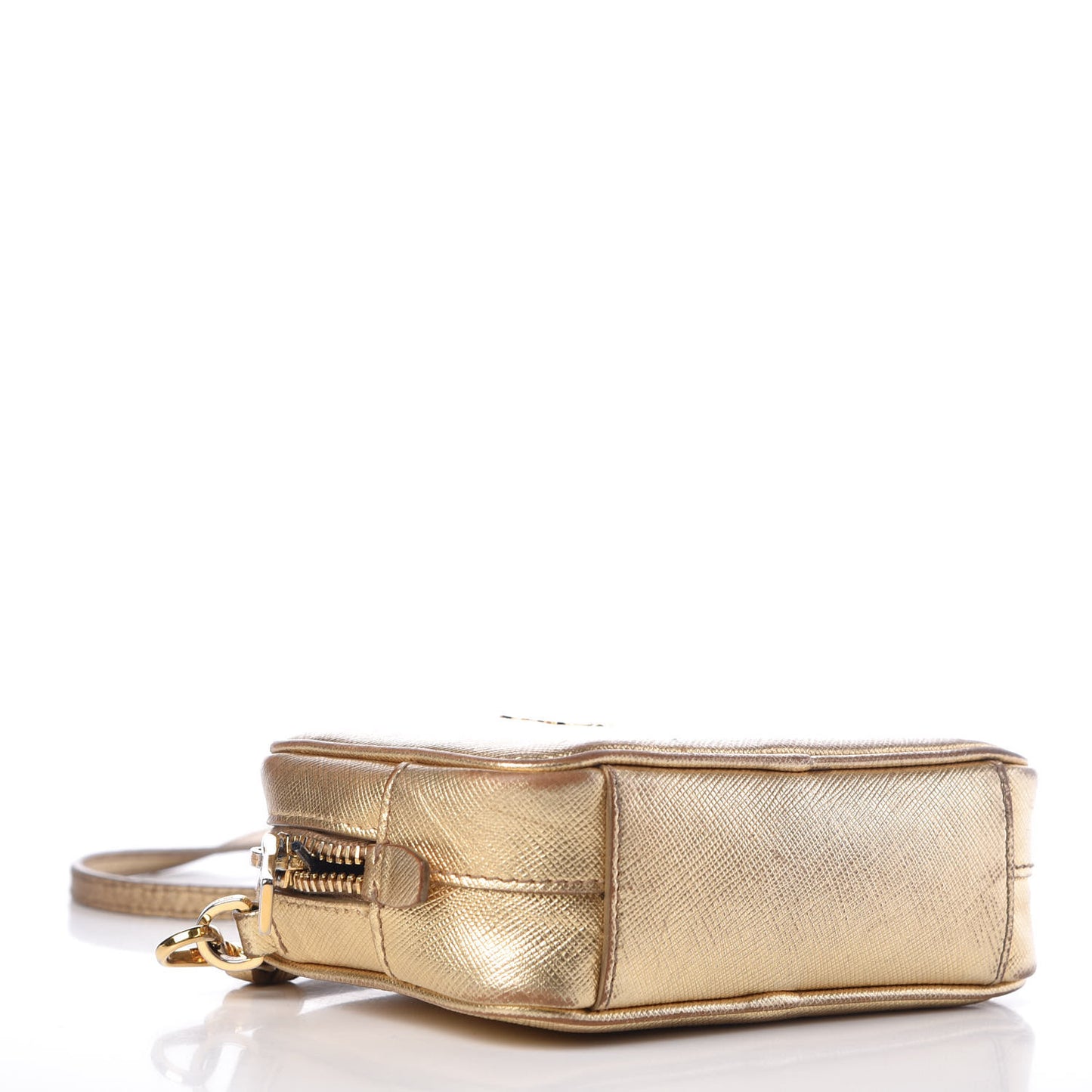 Metallic Saffiano Mini Camera Crossbody Platino