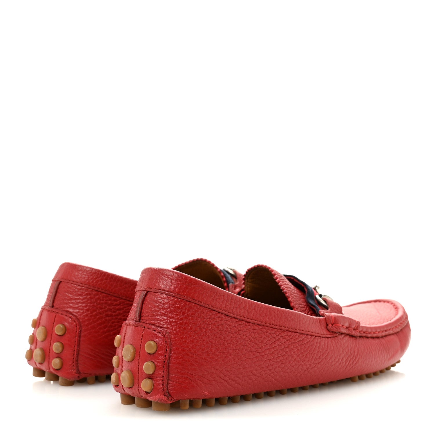 Gucci Road Calfskin Web Mens Horsebit Driver Loafers 6.5 Rosso 5 of 11