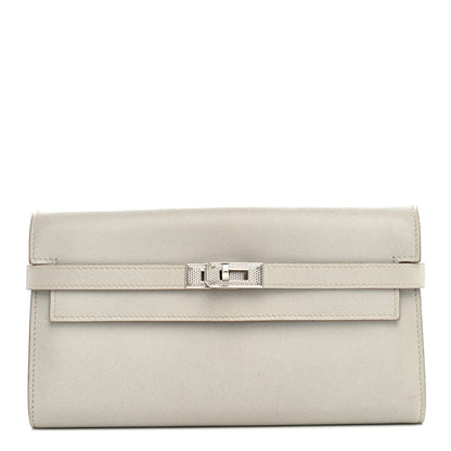 Hermes Box Guilloche Kelly Longue Wallet Gris Perle 1 of 12