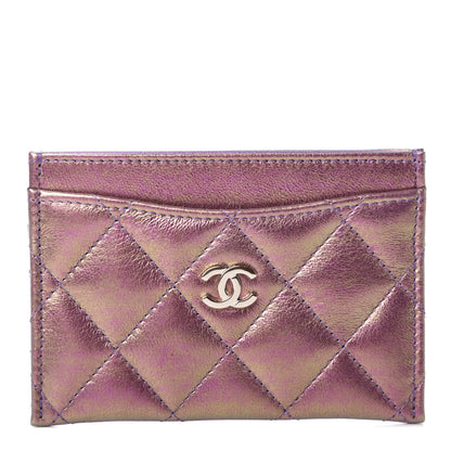 Chanel Iridescent Lambskin Quilted Card Holder Purple 1 of 8