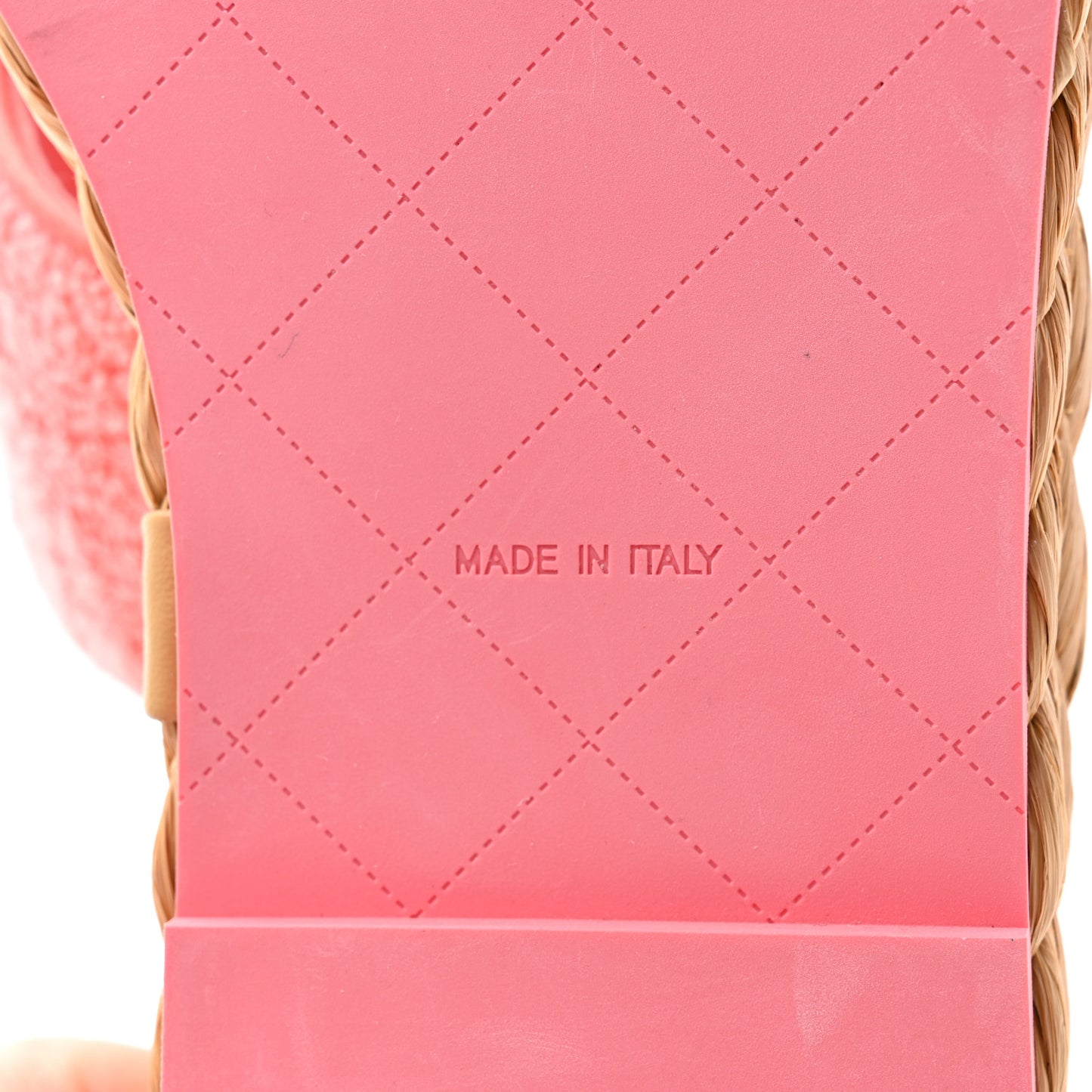 Terry Cloth Raffia CC Logo Thong Sandals 38 Pink