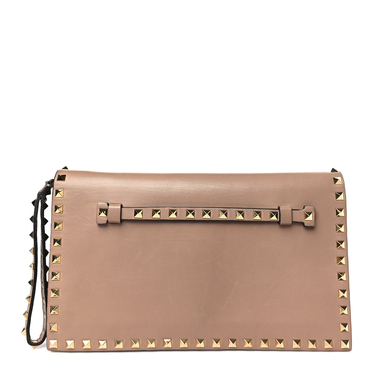 Valentino Garavani Nappa Rockstud Wristlet Clutch Alpaca 1 of 9