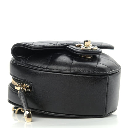 Chanel Lambskin Quilted CC In Love Heart Waist Belt Bag With Chain Black 4 of 11
