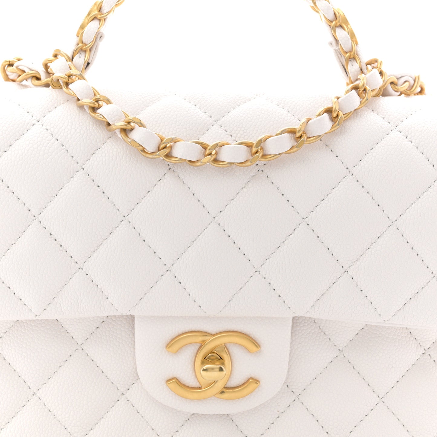 Caviar Quilted Small Handy CC Flap White