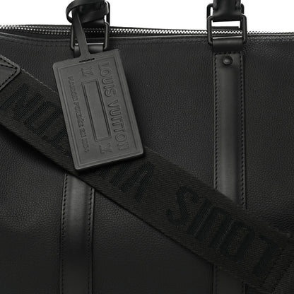 Louis Vuitton Grained Calfskin Aerogram Keepall Bandouliere 40 Black 3 of 8